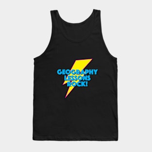 GEOGRAPHY LESSONS ROCK! LIGHTNING LOGO SLOGAN FOR TEACHERS, LECTURERS ETC. Tank Top